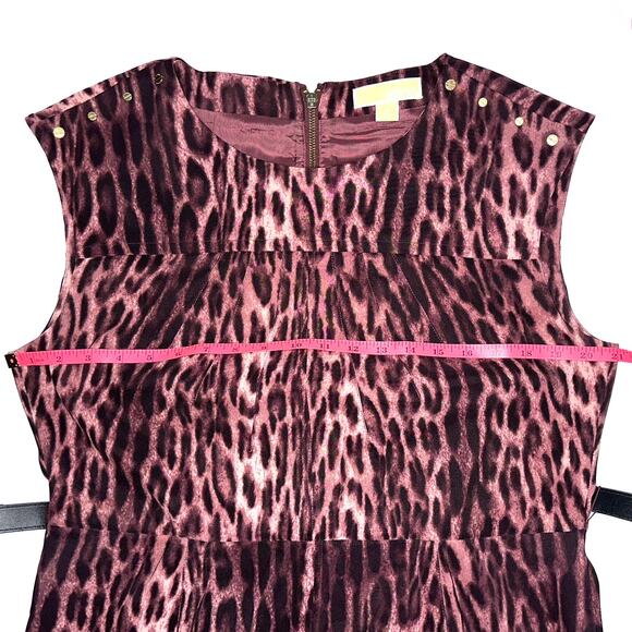 MICHAEL Michael Kors Purple Animal Print Belted Sheath Dress Size 14 - Picture 11 of 15